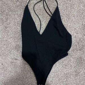 Black v plunge Bodysuit